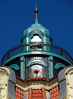 tower, railing, architecture, facade, exterior, building, roof, built Structure, dome, famous Place, building Exterior, church, sky, low angle view, clear sky, blue, no people, nature, day, religion, belief, arch, travel destinations, spirituality, place of worship, outdoors, 720P, CC0, public domain, royalty free