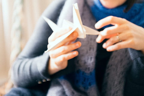 aus d’origami, mans, origami, ocell, resum, estil de vida, objectes, gent, dones, estils de vida, una persona, mà humana, femelles, celebració, ètnia caucàsica, a l'interior, adult, primer pla, adult jove, interior de casa, roba casual, relaxació, només adults, secció mitjana, beure, refresc, persones reals, menjar i beguda, vista frontal, activitat d'oci, comunicació, centrar-se en primer pla, vidre, 4K