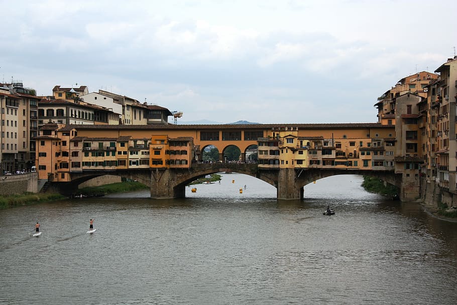 florence, itálie, řeka, florence, Itálie, most - mužská konstrukce, spojení, architektura, stavba, voda, most, exteriér budovy, oblouk, nebe, nábřeží, Příroda, město, mrak - nebe, obloukový most, destinace, přeprava, den, budova, 4K