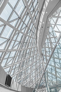 architektonisch, Fotografie, Weiß, Spiralkuppel, weißes Bauglas, geometrisch, die Architektur, Struktur, Bogen, Licht, minimal, abstrakt, Glas, Fenster, Muster, Blau, Joel, Kanada, sauber, Toronto, Decke, Gebäude, Sonnenlicht, Flachwinkelansicht, gebaute Struktur, drinnen, keine Leute, modern, architektonisches Merkmal, Tag, Metall, Glas - Material, Design, Dachfenster, transparent, Hintergründe, Vollbild, Dachbalken, Architektur und Kunst, 5K, CC0, gemeinfrei, lizenzfrei