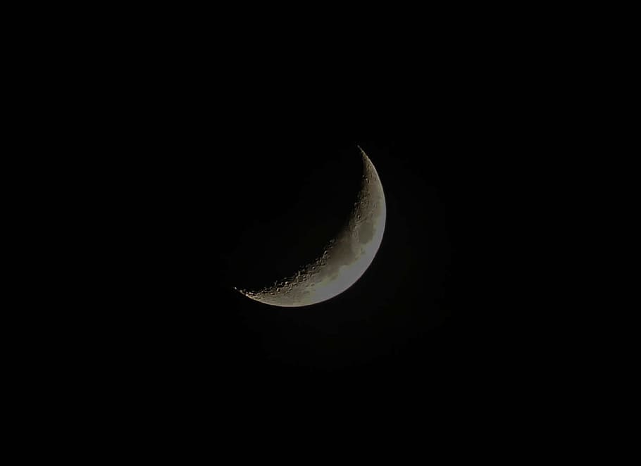 foto de primer pla, lluna creixent, fotografia, lluna, fosc, nit, cel, astronomia, bellesa a la natura, escenics, naturalesa, tranquil·litat, creixent, superfície de la lluna, espai, Lluna planetària, Mitja lluna, escenics - natura, còpia espai, escena tranquil·la, vista d’angle baix, cap gent, idíl·lic, cel clar, a l'aire lliure, espai i astronomia, astrologia, llum de la lluna, 720P