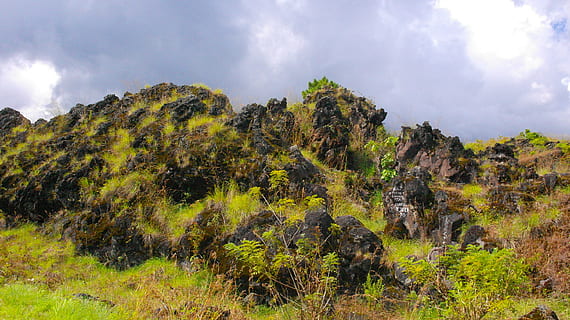 montagne, picchi, verdura, flora, vegetazione, piante, le foglie, frondoso, erbe, rocce, pietre, nero, roccioso, colline, collinoso, pendio, blu, cielo, paesaggi, panoramico, scenario, natura, naturale, in crescita, crescita, bali, Kintamani, villaggi, campagna, rurale, terre, Indonesia, nuvola - cielo, pianta, albero, bellezza nella natura, scenics - natura, la tranquillità, scena non urbana, colore verde, scena tranquilla, terra, nessuno, ambiente, giorno, montagna, paesaggio, erba, roccia, all'aperto, 2K, CC0, dominio pubblico, privo di copyright
