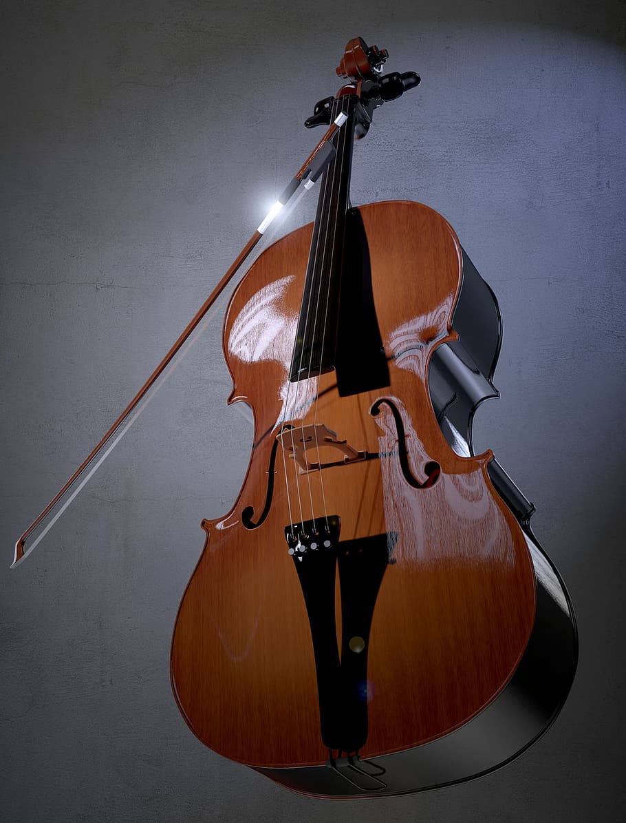 marró, violí, arc, violoncel, cordes, instrument de corda, fusta, instrument, música clàssica, instrument musical, clàssic, cos de so, acústic, so, música, Model 3D, equipament musical, cultura i entreteniment artístic, material de fusta, cadena, a l'interior, corda d’instruments musicals, cap gent, natura morta, arc - equipament musical, primer pla, funció de construcció de parets, vista d’angle alt, dos objectes, contrabaix, violoncel·lista, 4K