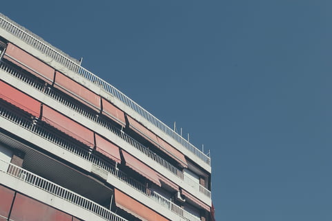 untitled, architecture, building, infrastructure, structure, establishment, apartment, windows, clouds, sky, building exterior, built structure, city, clear sky, low angle view, nature, no people, copy space, window, residential district, outdoors, day, office building exterior, modern, office, blue, skyscraper, 8K, CC0, public domain, royalty free