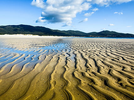 Spania, Strand, flo, naturskjønnhet - natur, vann, land, himmel, skjønnhet i naturen, sand, ro, miljø, sky - himmel, rolig scene, landskap, natur, dag, fjell, ingen folk, ikke-urbane scene, hav, mønster, utendørs, lagune, klima, tørt klima, 4K, CC0, offentlig domene, opphavsrett gratis