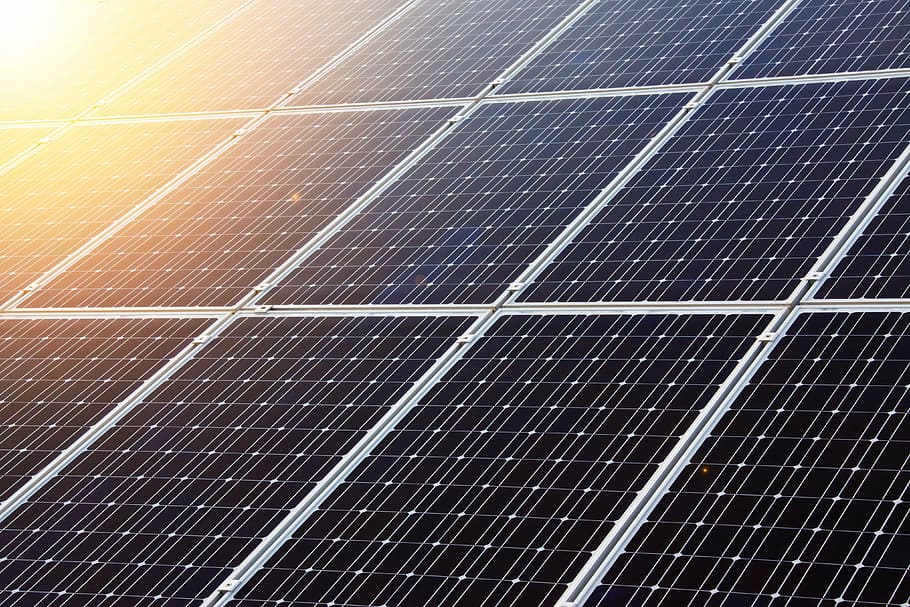 panells solars negres, alternativa, blau, cel·la, netejar, eco, ecològic, ecologia, elèctric, electricitat, energia, combustible, modern, panell, fotovoltaica, poder, renovable, solar, sostenible, tecnologia, energia solar, energia renovable, panell solar, energia alternativa, conservació del medi ambient, generació de combustible i energia, medi ambient, sol, fons, patró, equips solars, central solar, qüestions ambientals, naturalesa, marc complet, cel, indústria, recursos sostenibles, Font d'alimentació, 4K