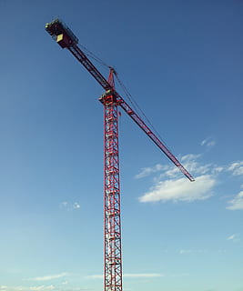 Turmdrehkran, Kran, Turm, Konstruktion, Ausrüstung, Arbeit, Aufzug, stehlen, Maschinen, Kran - Baumaschinen, Himmel, Baugewerbe, Baustelle, Industrie, Flachwinkelansicht, Entwicklung, Natur, große Höhe, Baumaschine, keine Leute, Metall, Blau, die Architektur, wolke - himmel, Tag, draußen, Baumaschinen, 2K, CC0, gemeinfrei, lizenzfrei