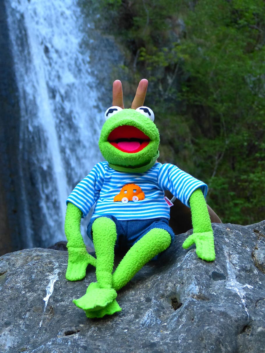 kermit, granota, seure, riure, diversió, nina, verd, dit, representació, representació animal, joguina, cap gent, dia, color verd, sòlid, temes d'animals, centrar-se en primer pla, animal, primer pla, rock, a l'aire lliure, naturalesa, rock - object, creativitat, art i artesania, artesania, boca oberta, 4K