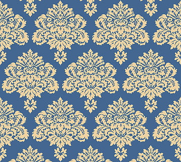 blå, hvit, tekstil, damask, blomst, mønster, bakgrunn, ingen folk, full ramme, design, gjentakelse, blomstermønster, innendørs, gul, stor gruppe gjenstander, blomstrende plante, kreativitet, nærbilde, bakgrunns, kunst og Håndverk, skjønnhet i naturen, anlegg, hvit farge, friskhet, digital kompositt, 4K, CC0, offentlig domene, opphavsrett gratis
