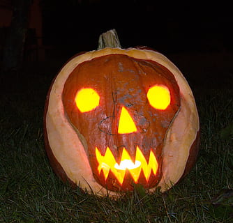halloween, pumpkin, faces, celebration, food, food and drink, face, anthropomorphic face, jack o' lantern, illuminated, anthropomorphic, night, orange color, no people, close-up, creativity, craft, art and craft, spooky, carving - craft product, 1080P, CC0, public domain, royalty free