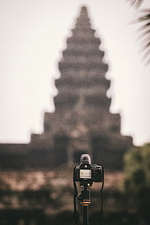svart, dslr kamera, ta, bilde tempel, bygning, arkitektur, struktur, tårn, kamera, skjerm, bilde, innstillinger, fotografering, stativ, tre, kultur, uskarp, natur, fotografering temaer, fokusere på forgrunnen, teknologi, ingen folk, bygget struktur, bygge eksteriør, klar himmel, himmel, kamera - fotografisk utstyr, sted for tilbedelse, fotografisk utstyr, utendørs, Religion, dag, digitalkamera, 5K, CC0, offentlig domene, opphavsrett gratis