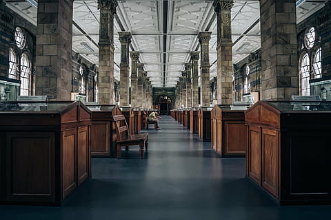 interno, Marrone, calcestruzzo, istituzione, architettura, costruzione, struttura, finestre, persone, uomo, in casa, colonna architettonica, nessuno, giorno, struttura costruita, direzione, la strada davanti, vuoto, legno - materiale, finestra, prospettiva decrescente, assenza, corridoio, portico, soffitto, vetro - materiale, di fila, 4K, CC0, dominio pubblico, privo di copyright