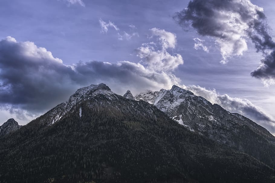 muntanya, abendstimmung, núvols, alpí, baviera, watzmann, bonic, vista, núvol - cel, cel, bellesa a la natura, escenics - natura, escena tranquil·la, paisatge, tranquil·litat, naturalesa, Serra, cap gent, escena no urbana, medi ambient, cim de muntanya, a l'aire lliure, dia, idíl·lic, planta, remot, a dalt, 5K