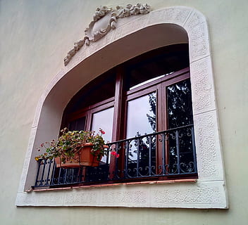 langas, Gelės vazonas, fasadas, senas, namas, flirtuoti, architektūra, stiklas, pastatyta struktūra, pastato išorė, augalų, pasodintas augalas, pastatas, nėra žmonių, žemas kampo vaizdas, dieną, palangė, atspindys, stiklas - medžiaga, augimą, sienų kūrimo funkcija, gyvenamasis rajonas, pobūdį, turėklai, lauke, lango rėmas, 2K, CC0, Viešasis domenas, nemokamai