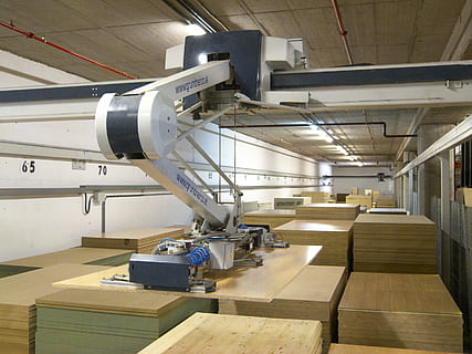 robot, warehouse, wood, indoors, industry, factory, machinery, ceiling, no people, architecture, equipment, pipe - tube, illuminated, technology, manufacturing, table, metal, business, wood - material, machine part, manufacturing equipment, in a row, education, industrial equipment, 2K, CC0, public domain, royalty free