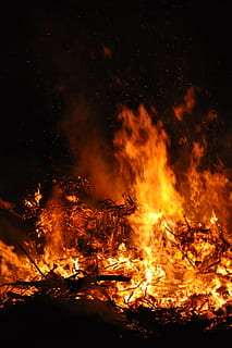 easter fire, night, flame, fire, burning, fire - natural phenomenon, heat - temperature, bonfire, motion, orange color, glowing, nature, no people, smoke - physical structure, log, outdoors, wood, land, firewood, wood - material, campfire, 4K, CC0, public domain, royalty free