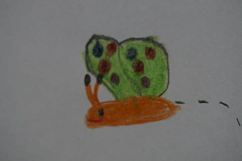 farfalla, primavera, volare, insetto, animale, disegno dei bambini, scuola, scuola materna, bambino, bambini, girato in studio, in casa, avvicinamento, nessuno, sfondo bianco, temi animali, un animale, fauna selvatica, sfondo grigio, colore arancione, natura, creatività, colore verde, invertebrato, copia spazio, singolo oggetto, rettile, caratteristica della parete, 5K, CC0, dominio pubblico, privo di copyright