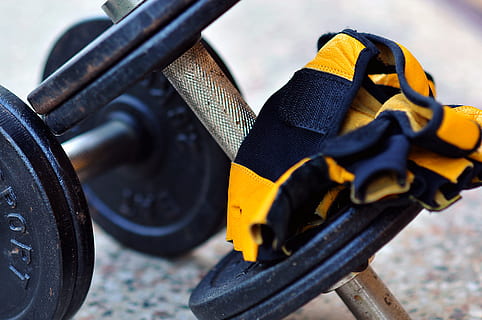 two, black-and-gray, adjustable, dumbbells, gloves, weights, exercise, equipment, health, fitness, gym, workout, muscle, training, strength, heavy, fit, sport, athletic, metal, train, activity, bodybuilder, bodybuilding, close-up, protection, people, sports equipment, lifestyles, security, safety, sports training, protective workwear, work tool, exercising, indoors, day, tool, glove, aggression, weight training, 4K, CC0, public domain, royalty free