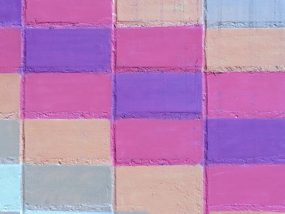 fons, maons, paret, colors, pastel, textura, multicolor, marc complet, color rosa, cap gent, primer pla, funció de construcció de parets, patró, forma geomètrica, arquitectura, estructura construïda, forma, dia, en fila, variació, disseny, pintura, elecció, maó, porpra, 2K
