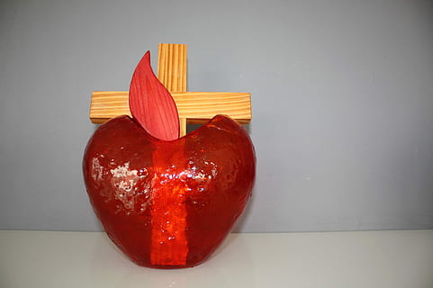 Cross, Heart, Love, Devotion, Passion, love, devotion, red, candle, food, sweet Food, dessert, fruit, food and drink, freshness, italian food, healthy eating, heart shape, indoors, wellbeing, positive emotion, emotion, studio shot, no people, directly above, close-up, creativity, vegetable, still life, design, valentine's day - holiday, 2K, CC0, public domain, royalty free