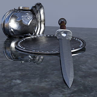 Silbernes Schwert, Schild, Schwert, Helm, Waffe, Metall, Mittelalter, historisch, Waffen, Kämpfer, Schutz, keine Leute, drinnen, Nahansicht, silberfarben, Stillleben, stehlen, Griff, Ausrüstung, Kunst und Handwerk, Sicherheit, die Architektur, Container, Haushaltsausstattung, Kunst, Fokus auf den Vordergrund, Küchenutensilien, Legierung, 1080P, CC0, gemeinfrei, lizenzfrei
