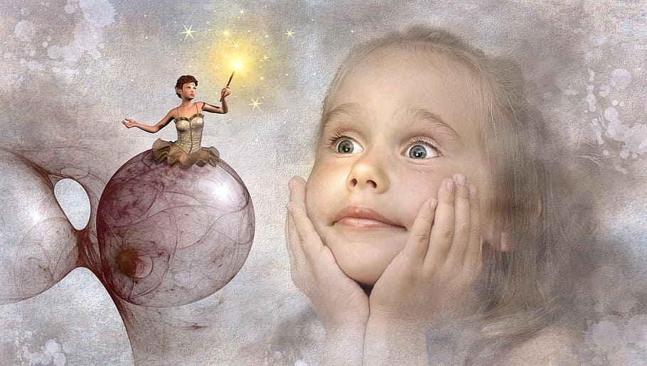 cara, pintura de noies, fantasia, nen, elf, quota, noia, alegre, contes de fades, místic, Conte de fades, misteriós, somni, atmosfera, humor, atmosfèric, composició, muntatge fotogràfic, imatge de fantasia, màgia, món dels somnis, criatures mítiques, secret, misticisme, fantàstic, màgic, brillant, il·luminació, bonic, somiador, jove, feliç, somriu, retrat, vista, infància, femelles, noies, dones, descendència, creativitat, art i artesania, representació humana, nadó, gent, família, dues persones, representació, fada, adult, emoció, compost digital, innocència, germana, contemplació, àngel, 4K