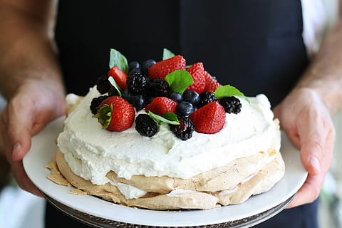cake, raspberry, blueberries, mixed berries, pavlova, pie, sweet, whipped cream, meringue, mint, dessert, summer, delicious, blackberries, strawberries, homemade, cooking, cuisine, traditional, dish, berries, cornflour, cream, crispy, crunch, plate, spatula, gourmet, tasty, food, fresh, bakery, pastry, yummy, man holding, hands, sweet Food, human Hand, fruit, close-up, food and drink, berry fruit, healthy eating, freshness, one person, strawberry, indulgence, baked, hand, holding, midsection, adult, temptation, fruitcake, ripe, 4K, CC0, public domain, royalty free