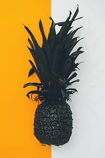 ananas, dolce, aperitivo, frutta, succo, raccolto, nero, dipingere, arancia, frutta tropicale, in casa, cibo e bevande, nessuno, mangiare sano, cibo, freschezza, girato in studio, benessere, avvicinamento, colore arancione, giallo, natura morta, natura, crescita, ritagliare, bellezza nella natura, singolo oggetto, 5K, CC0, dominio pubblico, privo di copyright