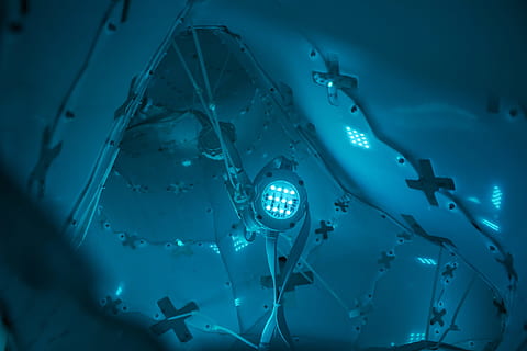 photography, light fixture, untitled, Robotic, World 1, blue, light, technology, abstract, backgrounds, underwater, undersea, swimming, sea, no people, water, nature, transportation, indoors, low angle view, aquatic sport, fish, animal, large group of animals, mode of transportation, animals in the wild, animal themes, marine, school of fish, 2K, CC0, public domain, royalty free
