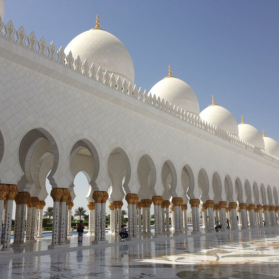 mesquita, uae, islam, arquitectura, àrab, abu, dhabi, religió, cultures, minaret, lloc famós, asia, Abu Dhabi, estructura construïda, cúpula, exterior de l'edifici, lloc de culte, destinacions de viatge, turisme, creença, viatjar, arc, cel, espiritualitat, naturalesa, cel clar, vista d’angle baix, edifici, a l'aire lliure, cap gent, columna arquitectònica, 1080P