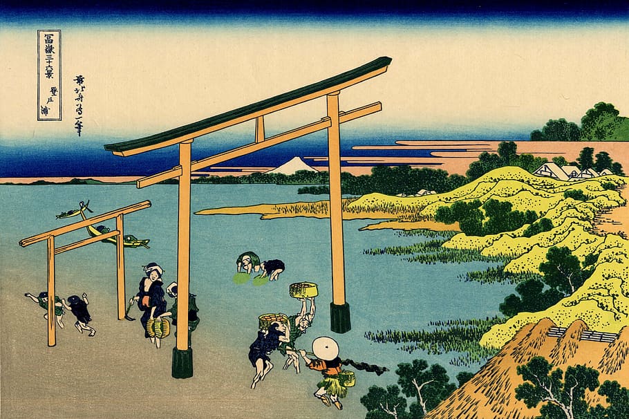 pintura d'art japonès, torii, Japó, porta, japonès, cultura, religiós, patrimoni, budisme, santuari, grup de persones, aigua, homes, persones reals, estils de vida, naturalesa, gent, dia, arquitectura, infància, dones, activitat d'oci, mar, vista d’angle alt, cel, nen, a l'aire lliure, planta, 4K