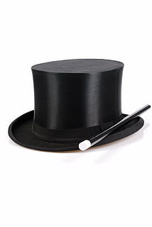 sort, top, hat, tryllestav, magi, sort magi, hekseri, viser, ydeevne, mode, personlige tilbehør, høj hat, tøj, elegance, isolerede, hovedbeklædning, studio skud, sort farve, hvid baggrund, indendørs, tæt på, stilleben, ingen mennesker, skåret ud, kopiere plads, enkelt objekt, menneskeskabt objekt, udstyr, manden lavet, beholder, metal, husholdningsudstyr, form, tom, fokus på forgrunden, porcelæn, 4K, CC0, offentligt domæne, royaltyfrie