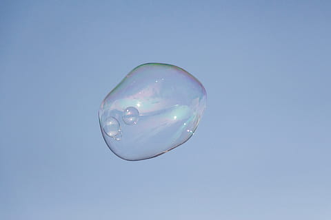soap bubbles, blow, float, fly, ease, water, background, mirroring, make soap bubbles, weightless, blue, mid-air, single object, transparent, clear sky, no people, soap sud, nature, vulnerability, fragility, sky, bubble, sphere, close-up, shiny, day, low angle view, studio shot, colored background, reflection, outdoors, blue background, purity, lightweight, 5K, CC0, public domain, royalty free