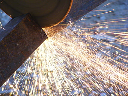 person, cutting, metal bar, angle, fire, grinder, heat, metal, sparks, yellow, industries, motion, blurred motion, long exposure, heat - temperature, industry, nature, burning, glowing, metal industry, working, welding, fire - natural phenomenon, illuminated, close-up, indoors, no people, wire wool, steel, 2K, CC0, public domain, royalty free