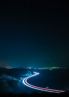 kurve vej, time lapse foto, vej, nightscape, nightshoot, blitz, longexposure, longshutter, stjerne, nat, nightshootung, nat skyde, lang eksponering, stjerne - rum, belyst, scenics - natur, himmel, lys spor, ingen mennesker, skønhed i naturen, natur, astronomi, plads, transportmidler, glødende, bevægelse, kurve, galakse, ro, rolig scene, 4K, CC0, offentligt domæne, royaltyfrie