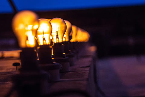 line, light bulbs, A line, technology, light, candle, lighting Equipment, illuminated, night, no people, flame, spirituality, close-up, selective focus, indoors, religion, belief, heat - temperature, burning, fire, glowing, focus on foreground, in a row, representation, architecture, electric lamp, 4K, CC0, public domain, royalty free
