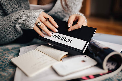 woman preparing invitations, Woman, invitations, notebook, hands, plan, writing, ring, invitation, women, people, females, adult, one Person, caucasian Ethnicity, indoors, human Hand, one woman only, adults only, only women, communication, hand, sitting, casual clothing, human body part, holding, technology, selective focus, wireless technology, midsection, table, connection, paper, real people, nail, 4K