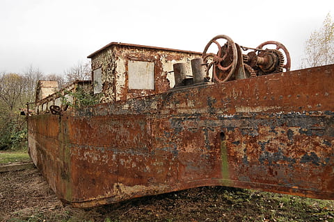 Ship Wreck, Ship, Wreck, Old, ship, wreck, rusty, lapsed, rusted, stainless, abandoned, obsolete, run-down, no people, outdoors, damaged, decline, deterioration, metal, sky, mode of transportation, weathered, history, land, transportation, bad condition, the past, day, nature, ruined, demolished, 5K, CC0, public domain, royalty free