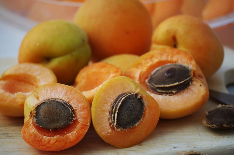 munt, taronja, fruites, primer pla, foto, albercocs, fruita, pips, rodanxes, assecat, menjar i beguda, menjar, alimentació saludable, frescor, benestar, centrar-se en primer pla, cap gent, a l'interior, grup d'objectes, natura morta, material de fusta, color taronja, secció transversal, taula, albercoc, menjar dolç, fruita de poma, dia, madur, 4K