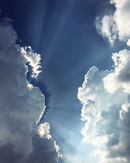 hemel, wolken, landschap, zomer, blauw, zon, goed weer, Duitsland, blauwe lucht, natuur, wolk - lucht, cloudscape, dramatische hemel, weer, achtergronden, schoonheid in de natuur, lage hoekweergave, scenics - natuur, kalmte, dag, rustige scène, geen mensen, idyllisch, buitenshuis, zonlicht, witte kleur, niet-stedelijke scène, backlit, meteorologie, 2K, CC0, publiek domein, royaltyvrij