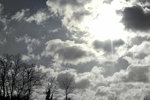 clouds, sun, sky, trees, nature, landscape, harmony, cloud - sky, tree, beauty in nature, cloudscape, backgrounds, no people, environment, scenics - nature, sunlight, blue, dramatic sky, outdoors, tranquility, atmosphere, low angle view, sunbeam, meteorology, wind, dark, treetop, 1080P, CC0, public domain, royalty free