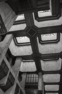 geometriai, építészet, formák, vonal, nyílások, mennyezet, elem, egyszerű, stílus, tudomány, kreatív, tervezés, szimbólum, Művészet, alak, absztrakt, poligon, kép, struktúra, geometria, grafika, texturált, épített szerkezet, alacsony szög kilátás, minta, nem ember, fedett, nap, fa - anyag, épület, teljes keret, háttérrel, építészeti jellemző, geometriai forma, ismétlés, lépcsők és lépcsők, közvetlenül az alábbiakban, építészeti oszlop, tetőgerenda, 4K, CC0, közkincs, jogdíjmentes