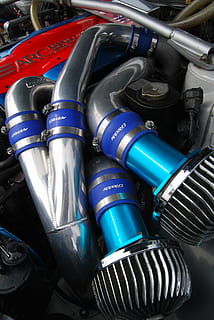 filtro, motore, auto, meccanico, deriva, modificato, energia, mezzi di trasporto, veicolo, metallo, tubo - tubo, avvicinamento, nessuno, blu, in casa, vista dall'alto, grande gruppo di oggetti, macchinario, fotogramma intero, color argento, motociclo, giorno, attrezzatura, sfondi, combustibile e produzione di energia, parte del veicolo, acciaio, 4K, CC0, dominio pubblico, privo di copyright