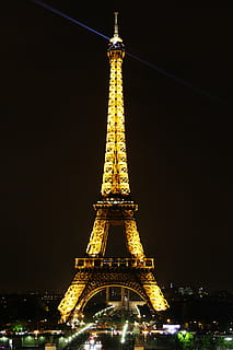 Eiffeltårnet, Paris, eiffel, tårn, nat, arkitektur, bygget struktur, rejsemål, by, høj - høj, himmel, belyst, bygning udvendig, turisme, historie, rejse, fortiden, lav vinkel visning, natur, ingen mennesker, metal, udendørs, Spir, 5K, CC0, offentligt domæne, royaltyfrie