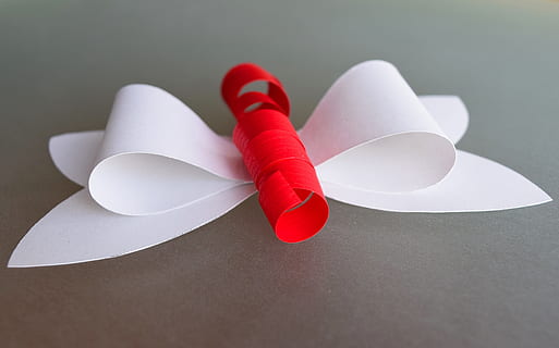 bucle, paper, regal, bucle de paper, bucle de regal, decoració de regals, vermell, primer pla, Color blanc, cap gent, a l'interior, dia, cinta: objectes de cosir, cinta, natura morta, tir de l'estudi, creativitat, grup d'objectes, art i artesania, nus lligat, taula, gris, fons gris, emoció positiva, celebració, vista d’angle alt, dia de Sant Valentí: vacances, en blanc, 5K, CC0, domini públic, lliure de regalies