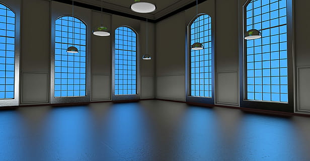 leeren, Zimmer, Pendelleuchten, Platz, Fenster, Licht, Blau, Gebäude, Freiraum, verlassen, die Architektur, isoliert, Hintergrund, innerhalb, Galerie, leer, Wände, 3D-Modell, drinnen, Glas - Material, Geschäft, keine Leute, modern, Bodenbelag, Reflexion, Stadt, gebaute Struktur, sauber, Sonnenlicht, Tag, Arkade, Eingangshalle, 2K, CC0, gemeinfrei, lizenzfrei