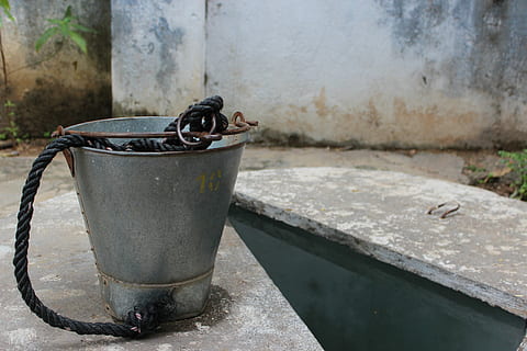 prop, balde, natureza, modelo, ninguém, agua, focar em primeiro plano, dia, fechar-se, ao ar livre, metal, recipiente, equipamento doméstico, utensílio de cozinha, animal, muro de contenção, temas animais, um animal, preparação, comida e bebida, recurso de construção de parede, parede, 5K, CC0, domínio público, royalty free