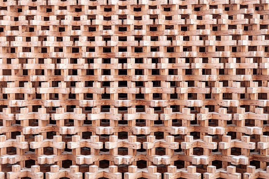 modello, struttura, blocchi, struttura di legno, blocchi impilati, croci, fotogramma intero, sfondi, nessuno, mattone, Marrone, grande gruppo di oggetti, ripetizione, di fila, architettura, giorno, legno - materiale, forma, design, vista dall'alto, pila, all'aperto, struttura costruita, forma geometrica, abbondanza, tegola, 4K