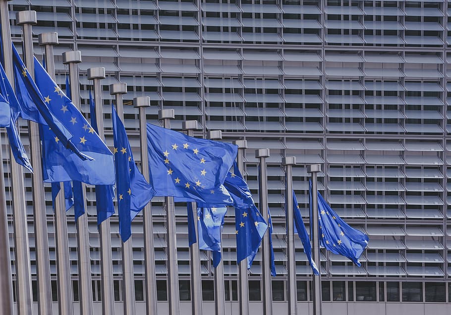 blu, bianca, log di stampa a stella, costruzione, modello, dom, stelle, bandiera, Europa, libertà, legislazione, parlamento, politica, ue, voto, nessuno, avvicinamento, giorno, all'aperto, struttura costruita, esterno dell'edificio, architettura, fianco a fianco, patriottismo, di fila, sospeso, gruppo di oggetti, Inquadratura dal basso, ripetizione, natura, città, forma, 4K