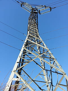 elektricitet, tårn, høj, kabel, global kommunikation, teknologi, udsendelse, blå, lav vinkel visning, himmel, forbindelse, metal, skyfri himmel, natur, brændstof og elproduktion, bygget struktur, el-pylon, dag, ingen mennesker, strømkabel, arkitektur, høj - høj, Strømforsyning, udendørs, legering, elektrisk udstyr, elektrisk komponent, telefonlinje, bjælke, 2K, CC0, offentligt domæne, royaltyfrie